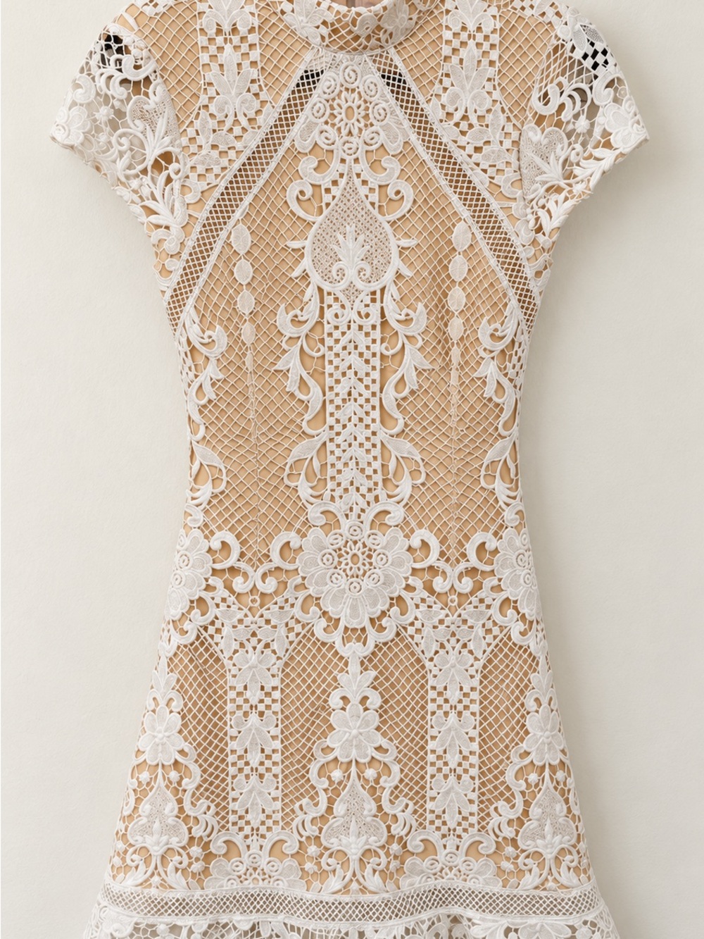 White Lace Overlay Sheath Dress